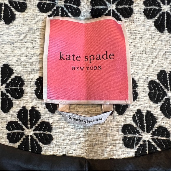 ✨HOST PICK✨ KATE SPADE BLACK AND CREAM TWEED COAT WITH POCKETS - SIZE 2 - Picture 4 of 7